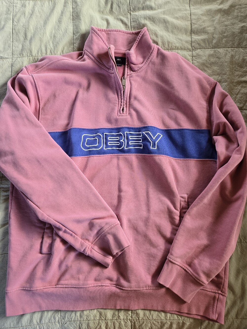 Obey Dusty Pink Zip-Up Sweatshirt